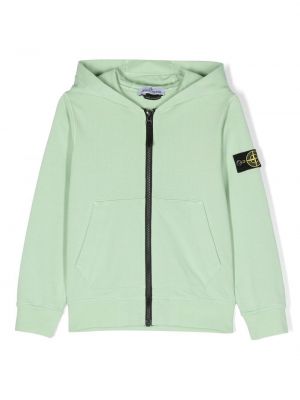 Hoodie med dragkedja för tjejer Stone Island Junior grön