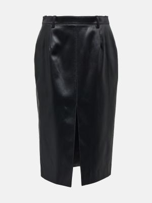 Falda midi ajustada de algodón Saint Laurent negro