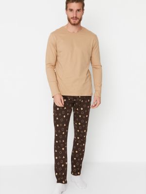 Pletené bavlněné pyžamo s potiskem Trendyol