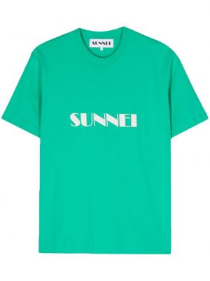 Памучна тениска с принт Sunnei зелено