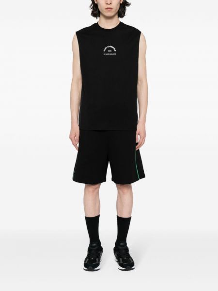 Shorts de sport brodeés en coton Karl Lagerfeld noir