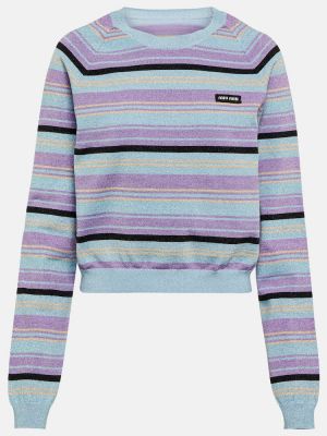 Пуловер на райета Miu Miu виолетово
