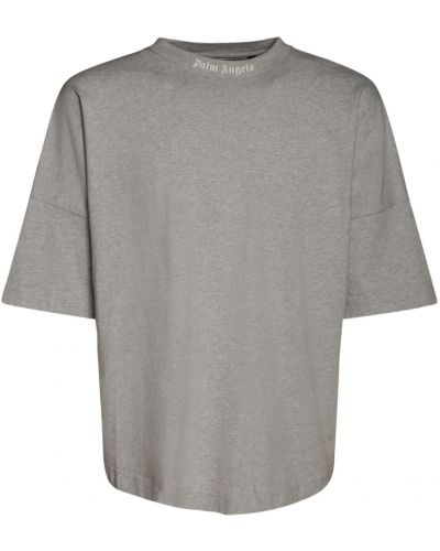 Bavlněné tričko s potiskem jersey Palm Angels šedé