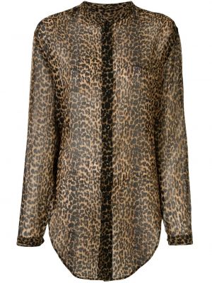 Риза с принт с леопардов принт Saint Laurent кафяво