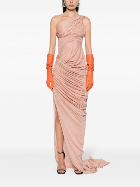 Drapované bavlněné večerní šaty Rick Owens růžové