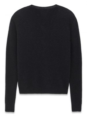 Pull en tricot à col v Saint Laurent noir