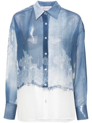 Rifľová košeľa s potlačou Ermanno Firenze modrá