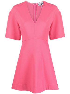 Φόρεμα με λαιμόκοψη v Ganni ροζ