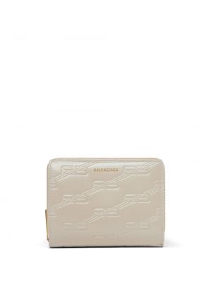 Kožená peněženka Balenciaga béžová