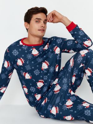 Kootud pidžaama Trendyol sinine