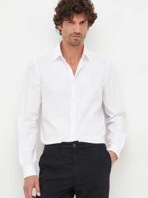 Bavlněné slim fit tričko Sisley bílé