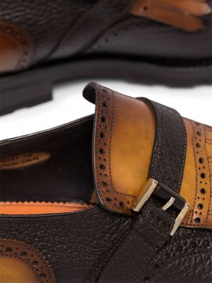 Zapatos monk con hebilla Santoni marrón