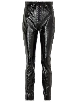 Čipkované bavlnené šnurovacie skinny fit džínsy Dolce&gabbana čierna