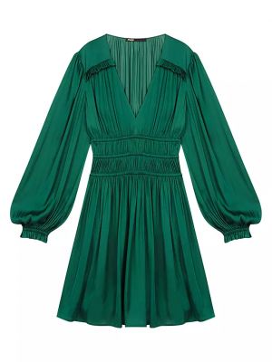 Атласное платье мини Maje зеленое