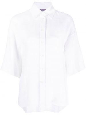 Пухена oversize риза с копчета Ralph Lauren Collection бяло