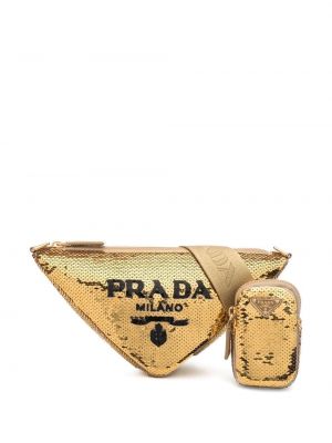 Paljett skuldervesker Prada gull