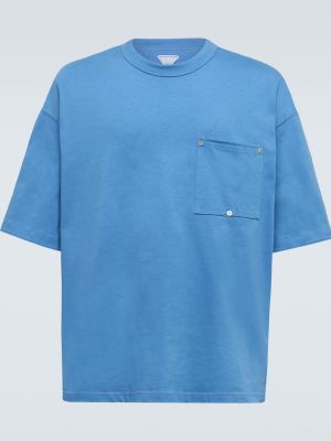 Koszulka bawełniana z dżerseju oversize Bottega Veneta niebieska