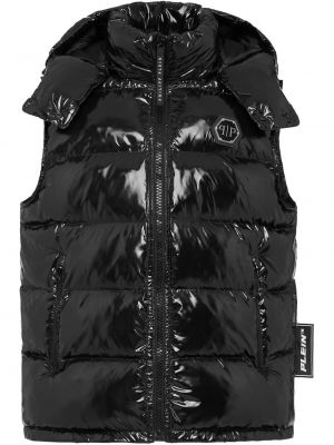Klasické prošívaná vesta s kapucí s kapsami Philipp Plein - černá