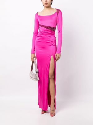 Křišťálové večerní šaty jersey Versace růžové