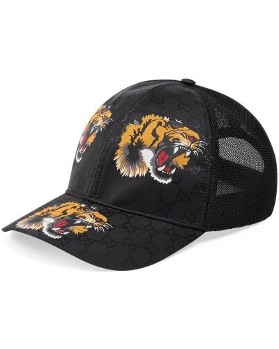 Șapcă cu imagine cu dungi de tigru Gucci negru