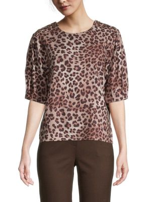 Леопардовая блузка с принтом с пышными рукавами Rebecca Minkoff