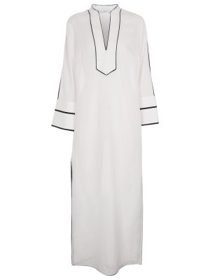 Bavlnené dlouhé šaty Tory Burch biela