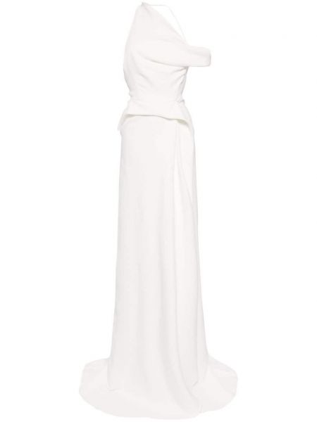 Φόρεμα με έναν ώμο ντραπέ Maticevski λευκό