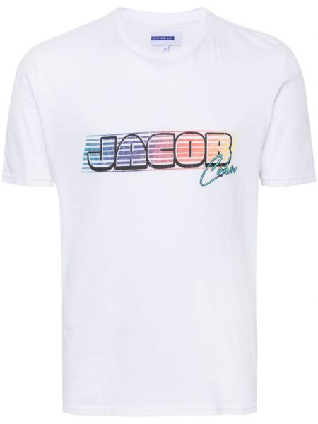 Βαμβακερή μπλούζα με σχέδιο Jacob Cohën λευκό