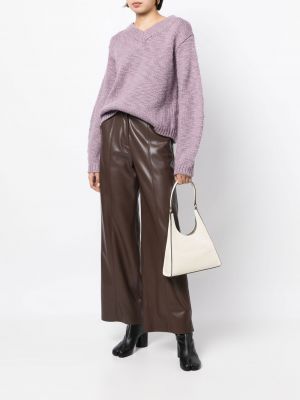 Woll pullover mit v-ausschnitt Helmut Lang lila