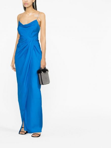 Drapiruotas šilkinis vakarinė suknelė Gauge81 mėlyna