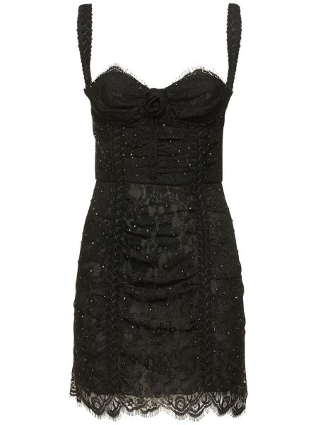 Krajkové mini šaty Alessandra Rich černé