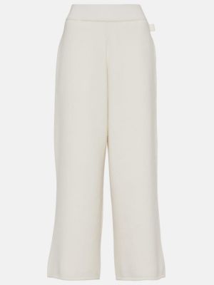 Pantaloni culottes din cașmir tricotate Loewe alb