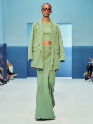 Bavlněné dlouhá sukně s vysokým pasem Max Mara zelené