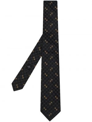 Jedwabny krawat z nadrukiem Gucci czarny