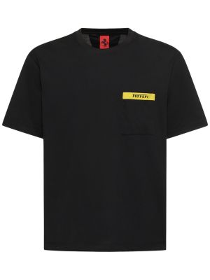 Camiseta de algodón de tela jersey con bolsillos Ferrari negro