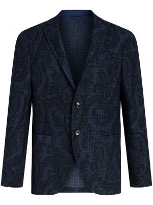 Bavlnené sako s potlačou s paisley vzorom Etro modrá