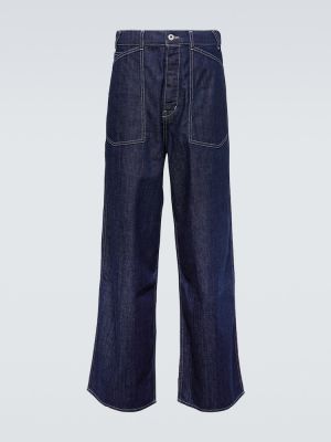 Voľné džínsy s rovným strihom s výšivkou Kenzo modrá
