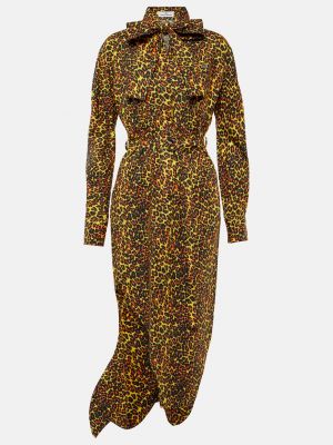 Леопардовое хлопковое длинное платье с принтом Vivienne Westwood коричневое