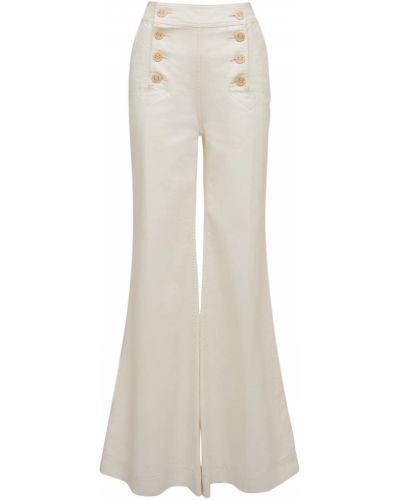 Bavlněné zvonové džíny Zimmermann bílé