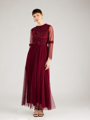 Večernja haljina s biserima s čipkom Lace & Beads crvena