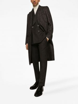 Manteau à boutons à motif chevrons Dolce & Gabbana marron
