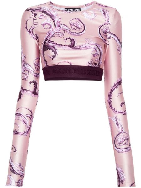 Painettu farkkushortsit Versace Jeans Couture pinkki