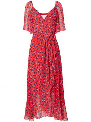 Sukienka midi z nadrukiem w serca Carolina Herrera czerwona
