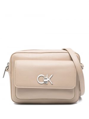 Kožená crossbody kabelka Calvin Klein ružová