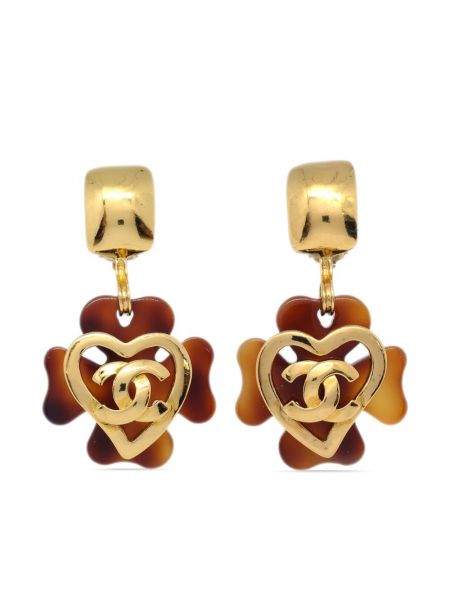 Boucles d'oreilles à boucle Chanel Pre-owned marron