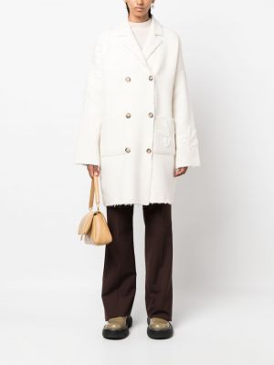 Pletený kabát s výšivkou Ermanno Firenze bílý