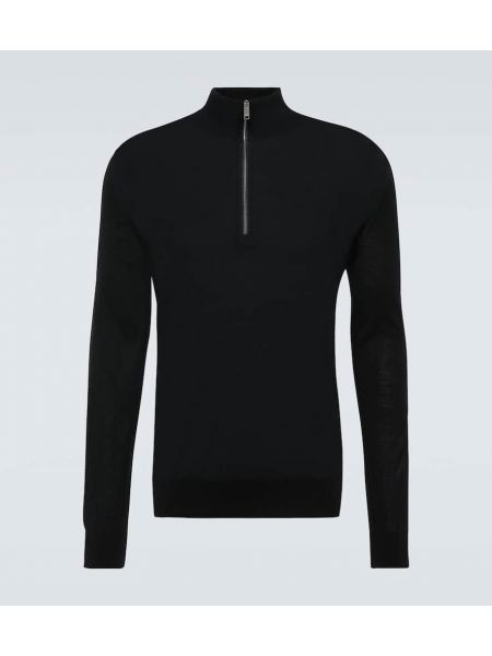 Вълнен пуловер с цип Zegna черно