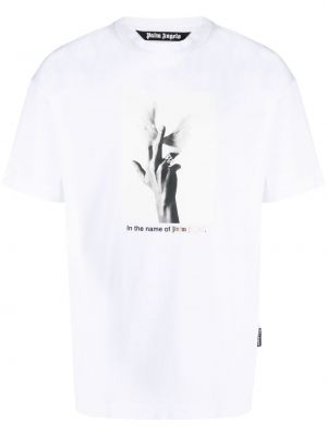 Bavlněné tričko Palm Angels bílé