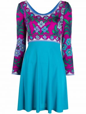 Květinové hedvábné mini šaty na zip Emilio Pucci Pre-owned - růžová