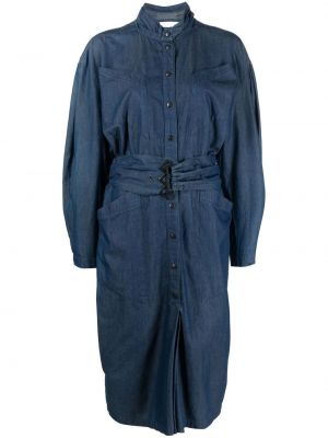 Midi šaty s dlouhými rukávy s kapsami Thierry Mugler Pre-owned - modrá